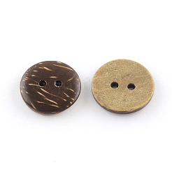 2-Hole Flat Round Coconut Buttons&nbsp;X-BUTT-R035-004