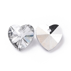 ロマンチックなバレンタインデーアイデアガラスチャーム  ファセット付き心臓ペンダント  ゲインボロ  14x14x8mm  穴：1mm&nbsp;G030V14mm-32