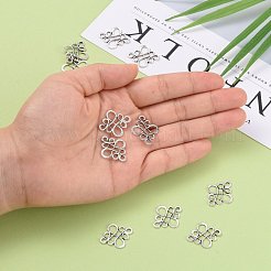 チベットスタイルのリンクコネクター  カドミウムフリー＆ニッケルフリー＆鉛フリー  中国結び  アンティークシルバー  22x18.5x1mm  穴：2.5x3mm&nbsp;X-TIBE-4876-AS-NR