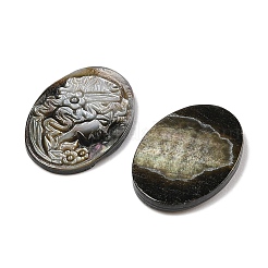 天然の黒リップシェル彫刻カボション  カメオの女性が描かれた楕円形  12.5x2.5mm&nbsp;SSHEL-I026-02A-01