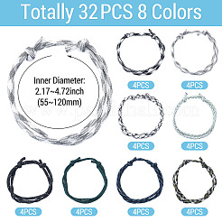ポリエステル＆スパンデックスコード編みビーズブレスレット32個、8スタイル  ミックスカラー  2-1/8~4-3/4インチ（5.5~12cm）&nbsp;BJEW-TAC0064