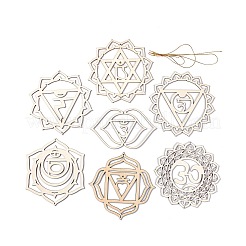 DIY Unfinished Bohemian Meditation Energy Symbol Wood Pendant Decoration Kits&nbsp;DIY-B060-02