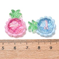 透明樹脂とスパンコールで模造された食品カボション  甘いパイナップル  ミックスカラー  23x18x8mm&nbsp;RE-CBA0EC6-10