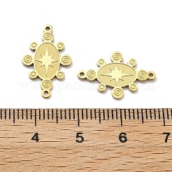 イオンプレーティング（IP）304ステンレススチールコネクタチャーム  太陽  18KGP本金メッキ  12x18.5x1mm  穴：1mm&nbsp;STAS-G347-13G