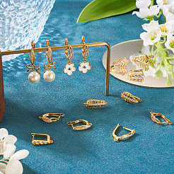 6 Styles Brass Micro Pave Clear Cubic Zirconia Hoop Earring Findings&nbsp;KK-TA0002-87