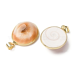 Brass Pave Natural Shell Pendants&nbsp;KK-H002-01G