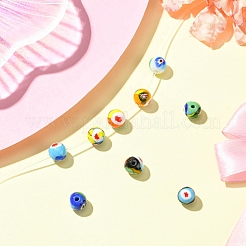 9個 9色 ハンドメイド ミルフィオリ ランプワーク ビーズ  ラウンド  ミックスカラー  8.5~9mm  穴：1.6mm  1pc /カラー&nbsp;LAMP-CJ0002-41
