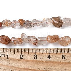 天然石ルチルクォーツビーズ連売り  タンブルストーン  ナゲット  5~12x5~8mm  穴：1mm  約47個/連  15.7インチ（40cm）&nbsp;G-L493-10