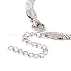 変色しない304ステンレススチールヘリンボーンチェーンブレスレット、男性用、女性用  ステンレス鋼色  ワイド：4mm  6-1/2インチ（16.5cm）&nbsp;BJEW-D450-01P-02
