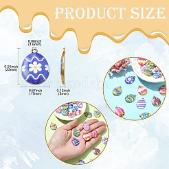 28本14色プリントアロイペンダント  エッグチャーム  ミックスカラー  23x17x3mm  穴：1.6mm  2個/カラー&nbsp;FIND-CJ0002-88
