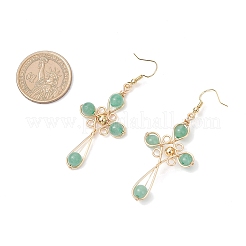 4 Pairs Brass Natural Gemstone Dangle Earrings&nbsp;EJEW-TA00728