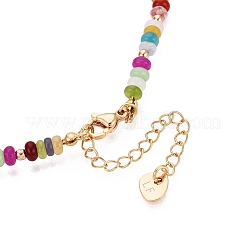 Rondelle Natural Agate & Pearl & Brass Beaded Necklaces for Women&nbsp;NJEW-T017-02G