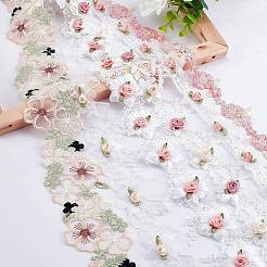 6ヤード 6種類の刺繍トリムリボン  レーストリム  模造パールと  クラフトデコレーション縫製用  花柄  カラフル  1-1/2~3-3/8インチ（38~85mm）  1ヤード/スタイル&nbsp;DIY-AR0002-34