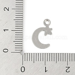 変色しない201ステンレススチールチャーム  星のチャーム入り月  ステンレス鋼色  14x9x1mm  穴：1.6mm&nbsp;STAS-C108-61P