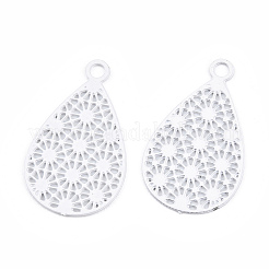Spray Painted 430 Stainless Steel Filigree Pendants&nbsp;STAS-WH0047-78L