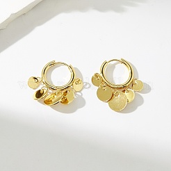 201 ステンレス シャンデリア イヤリング  フラットラウンド  ゴールドカラー  26x17mm&nbsp;CA0212