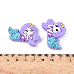 シリコーン焦点ビーズ  人魚  ライラック  26x37x8.5mm  穴：3.5mm&nbsp;SIL-E003-06D