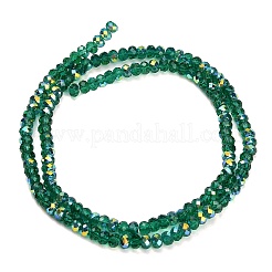 電気メッキガラスビーズセット  ロンデル  多面カット  半分メッキ  シーグリーン  3.5~4x2.5~3mm  穴：1mm  約150個/連  14.80~15''（37.6~38.1センチメートル）&nbsp;GL-CBAA615-03F