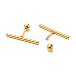 イオンプレーティング（IP）304ステンレススチールスタッドピアス  軟骨ピアス  コラム  ゴールドカラー  20x2mm&nbsp;EJEW-Z034-04F-G