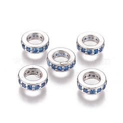 Brass Cubic Zirconia European Beads&nbsp;KK-E772-02A-P