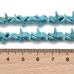 合成ターコイズ染色ビーズ連売り  ヒトデ  ディープスカイブルー  10x10x3.5mm  穴：0.8mm  約61個/連  14.76''（37.5センチメートル）&nbsp;GG-CBA2BD3-01B