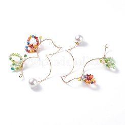 Glass Beaded Butterfly Cuff Earrings with Acrylic Pearl&nbsp;EJEW-JE04828