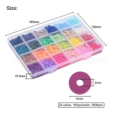 3600Pcs 24 Colors Handmade Polymer Clay Beads&nbsp;CLAY-YW0001-11A