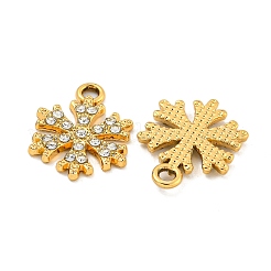 クリスマス UVメッキ合金クリスタルラインストーンペンダント  スノーフレークチャーム  ゴールドカラー  19x14x2mm  穴：1.8mm&nbsp;ALRI-C009-11G