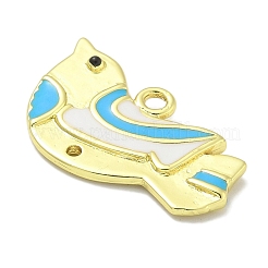 本物の 18k 金メッキ真鍮エナメル ロビン バード ペンダント  ラックメッキ鳥チャーム  鉛フリー＆カドミウムフリー  空色  16x29x3.8mm  穴：2.4mm&nbsp;KK-L224-060G-02