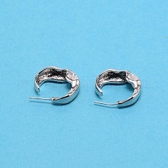 シルバーピン付きハンマーC字型スタッドピアス  女性用アロイハーフフープピアス  銀  24.5x22x6.5mm  ピン：0.7mm&nbsp;EJEW-TAC0015-05S