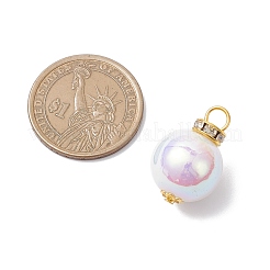 パール調アクリルパーツ  鉄製平頭ピン付き  ラウンド  ゴールドカラー  24.5x15.5mm  穴：4.5mm&nbsp;PALLOY-JF04348