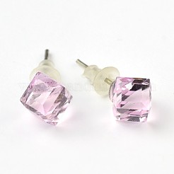 光沢のあるガラスラインストーンスタッドピアス  プラチナ真鍮耳スタッドコンポーネントと  ミックスカラー  9x7mm  ピン：0.7mm&nbsp;EJEW-F0039-M