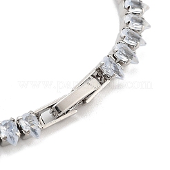 Brass Pave Clear Cubic Zirconia Teardrop Link Bracelets&nbsp;BJEW-YWC0002-08P