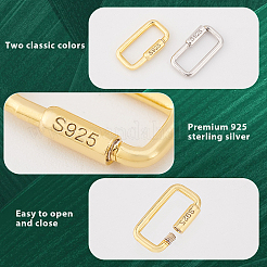 2Pcs 2 Colors 925 Sterling 2Pcs 2 Colors 925 Sterling Silver Locking Carabiner&nbsp;STER-GA0001-04B