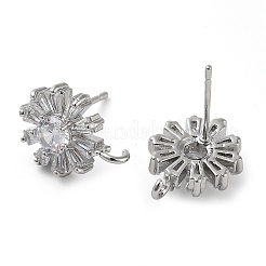 Brass Micro Pave Cubic Zirconia Studs Earring Findings&nbsp;KK-K364-09P