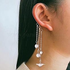 16個 4スタイル 316ステンレススチール イヤーカフ金具  クライマーラップアラウンドノンピアスイヤリングパーツ  水平ループ付き  ステンレス鋼色  55~59x36~46x0.5mm  穴：4mm  4個/スタイル&nbsp;STAS-SZ0002-54
