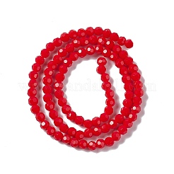 ファセット(32面)ガラスビーズ連売り  ラウンド  レッド  4mm  穴：1mm  約83~93個/連  31.3~35.3cm&nbsp;EGLA-J042-35A-05