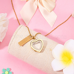 1Pc 304 Stainless Steel with Glass Heart Pendant Urn Ashes Necklaces&nbsp;NJEW-FG0001-25G