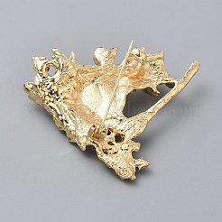雪だるまのエナメルピン  衣類用合金ラペルピン  樹脂ラインストーン入り  ゴールドカラー  47x46.5mm&nbsp;JEWB-WH0021-117