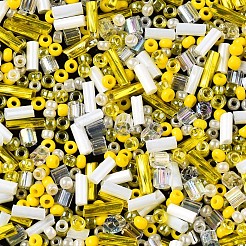 Fgbガラスシードビーズ  混合スタイル  混合図形  きいろ  1~7x2~4mm  穴：0.7~1mm  約450g /ポンド&nbsp;SEED-S056-002