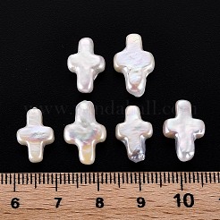 ナチュラルケシパールビーズ  養殖淡水パール  穴なし/ドリルなし  クロス  貝殻色  12.5~16x8~10x3.5~5mm&nbsp;PEAR-N020-N02