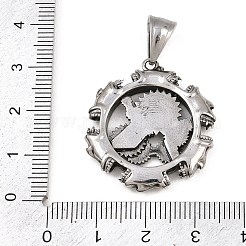304ステンレスペンダント  ギアチャーム  アンティークシルバー  30.5x27.5x4.5mm  穴：9x5.5mm&nbsp;STAS-C164-05AS