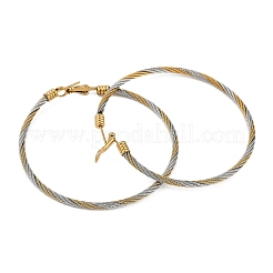 イオンプレーティング（IP）304ステンレススチールリングフープピアス女性用  ゴールデン·ステンレス鋼色  61x4mm&nbsp;EJEW-M023-08C