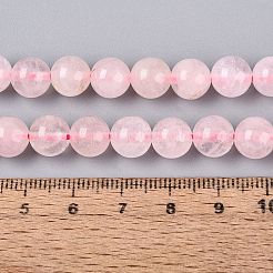天然石ローズクォーツビーズ連売り  スムーズなラウンド  8~8.5mm  穴：0.8~1mm  約44~47個/連  14.37~15.35インチ（36.5~39cm）&nbsp;G-Q601-13A-08