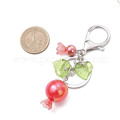 アクリルキーホルダー6個  鉄製のスプリットキーリングと合金製のカニカン付き  花の丸  プラチナ  ミックスカラー  95mm&nbsp;KEYC-JKC01400