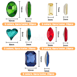 100Pcs 25 Styles Glass Rhinestone Cabochons&nbsp;GGLA-FH0001-03
