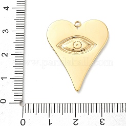 304ステンレススチールエナメルペンダント  ハートとナザールボンジュウのチャーム  ゴールドカラー  濃い緑  30x23x2mm  穴：1.8mm&nbsp;STAS-F360-16G-01