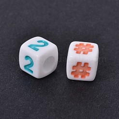 ミックススタイル不透明アクリルヨーロピアン大穴ビーズ  キューブ  ミックスカラー  7x7x7mm  穴：4mm  約1840個/500g&nbsp;SACR-I001-01
