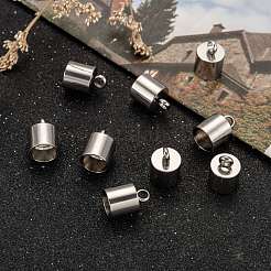 変色しにくい304ステンレススチールコードエンド  ステンレス鋼色  13x9mm  穴：3.5mm  8mm内径&nbsp;X-STAS-E020-8
