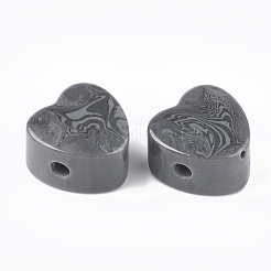 樹脂ビーズ  天然石風  ハート  グレー  17x17.5x10mm  穴：3mm&nbsp;RESI-S377-11B